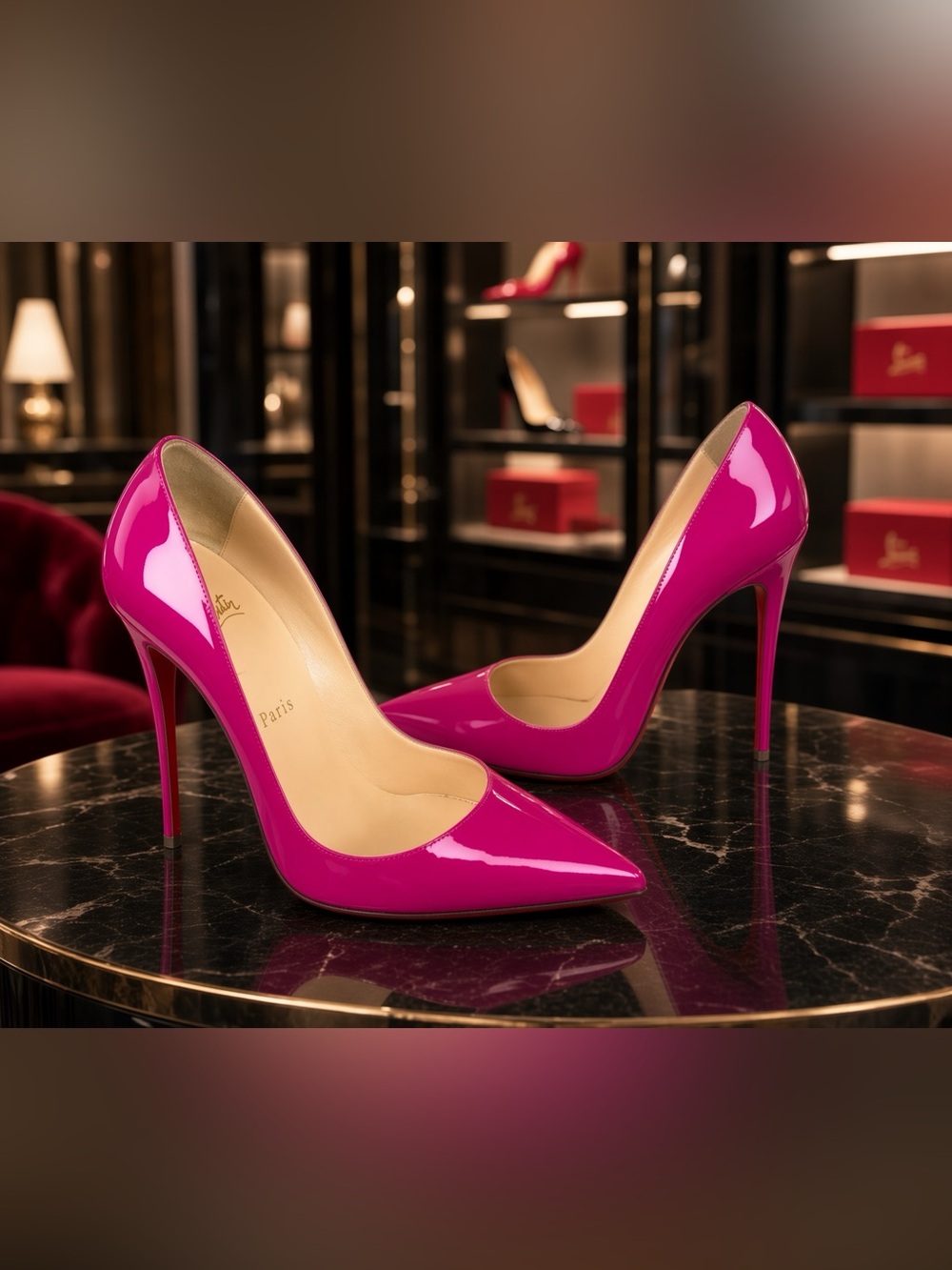 Christian Louboutin Fuchsia magenta Patent Pointed-Toe so kate sz.38 Pumps Heels